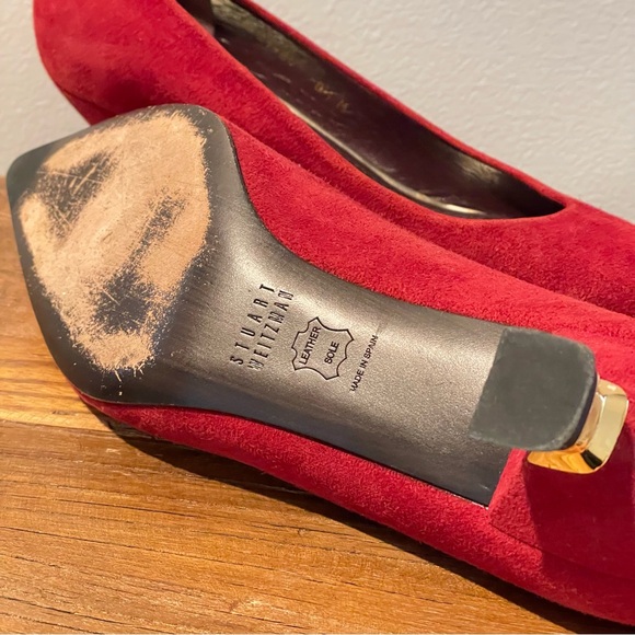 Stuart Weitzman Eva 33mm Suede Pump Wine Red 8.5 - Picture 6 of 11